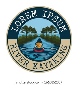 River Kayaking vector illustration badge design, good for club logo, adventure traveling vacation trip