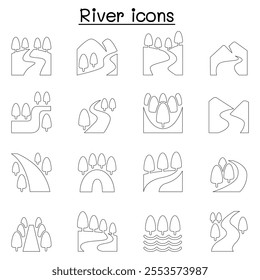 River, Lake , canal nature icons set