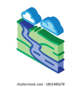 river landscape in countryside icon vector. isometric river landscape in countryside sign. color isolated symbol illustration