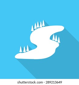 River and Landscape flat icon with long shadow.