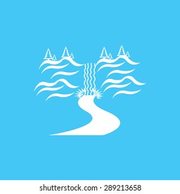 River and Landscape flat icon with long shadow.