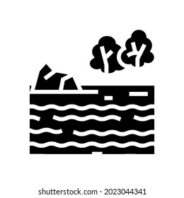 Flusslandschaft Glyphe Symbol Vektorgrafik. Flusslandschaftszeichen. isoliertes Kontursymbol