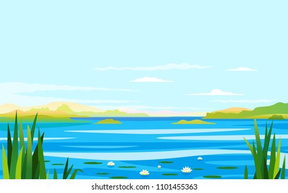 River Landscape with Lily and Cane