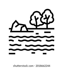 Flusslandschaft Symbol Vektorgrafik. Flusslandschaftszeichen. isoliertes Kontursymbol