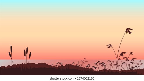 river landscape at sunset. river landscape. panorama of nature