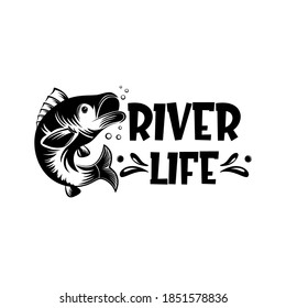 River life motivational slogan inscription. Vector quotes. Illustration for prints on t-shirts and bags, posters, cards. Isolated on white background. Motivational and inspirational phrase.