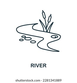 River line icon. Monochrome simple River outline icon for templates, web design and infographics