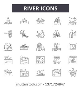 River line icons, signs set, vector. River outline concept, illustration: river,denature,isolated,water,abstract