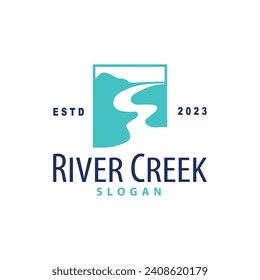 River logo, creeks, simple silhouette inspiration design river flow illustration template