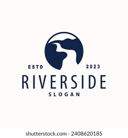 River logo, creeks, simple silhouette inspiration design river flow illustration template