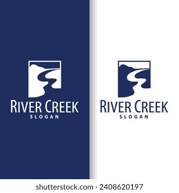 River logo, creeks, simple silhouette inspiration design river flow illustration template
