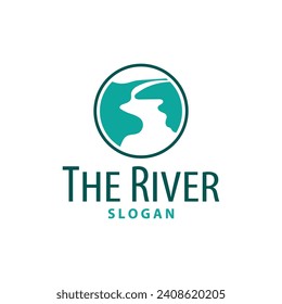 River logo, creeks, simple silhouette inspiration design river flow illustration template