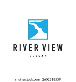 river logo design beautiful natural river scenery with simple minimalist concept illustration of product brand template