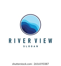 river logo design beautiful natural river scenery with simple minimalist concept illustration of product brand template
