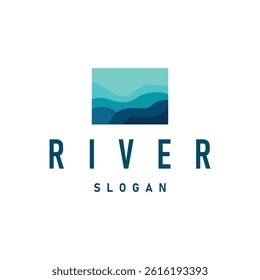 river logo design beautiful natural river scenery with simple minimalist concept illustration of product brand template