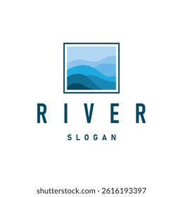 river logo design beautiful natural river scenery with simple minimalist concept illustration of product brand template