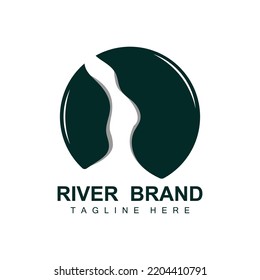 River Logo Design, River Creek Vector, Riverside Illustration With A Combination Of Mountains And Nature, Product Brand