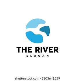 Diseño De Logotipos De Río, Vector De Creek De Río, Ilustración En Riverside Con Una Combinación De Montañas Y Naturaleza, Marca De Producto