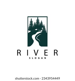 Diseño de logotipos fluviales, vector de arroyos, Ilustración del paisaje fluvial