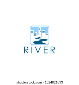 River Logo Design Icon Template