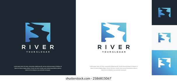 river logo design template. nature river logo icon