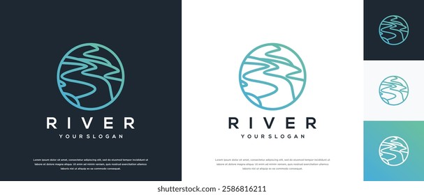 river logo design template. nature river logo icon