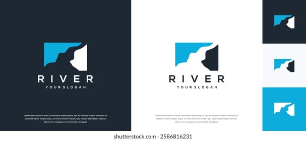 river logo design template. nature river logo icon