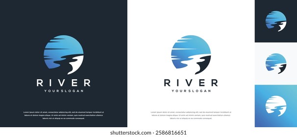 river logo design template. nature river logo icon