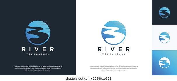 river logo design template. nature river logo icon