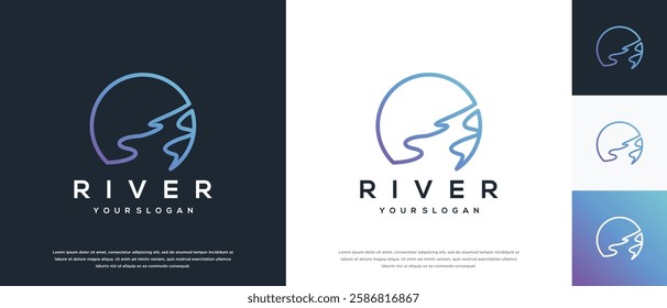 river logo design template. nature river logo icon