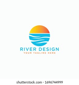Ilustración de vectores de plantillas de diseño de logotipos de río