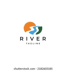 Plantilla de diseño de icono de logotipo de río ilustración vectorial plana