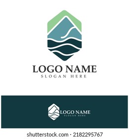 River Logo mountain logo modern concept vector icon illustration design template