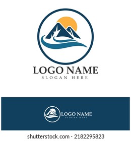 River Logo mountain logo modern concept vector icon illustration design template