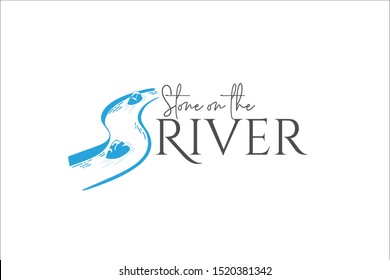 river logo template with blue river illustration