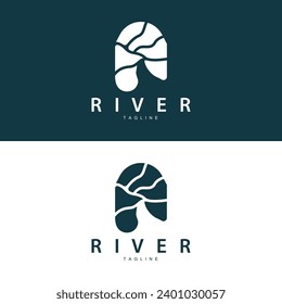 Logotipo del río Vector River Bank Montaña Diseño Simulación de Agricultura Ilustración