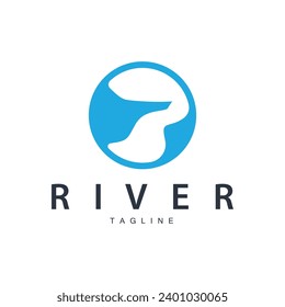 Logotipo del río Vector River Bank Montaña Diseño Simulación de Agricultura Ilustración