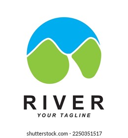 river logo vector with slogan template