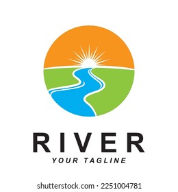 river logo vector with slogan template