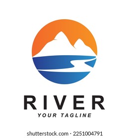 river logo vector with slogan template