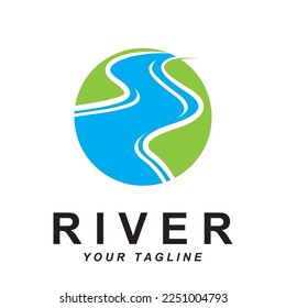 river logo vector with slogan template