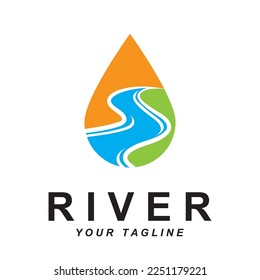 river logo vector with slogan template