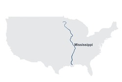 River Mississippi On Map. Vector