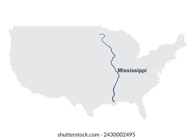 Río Mississippi en el mapa. vector