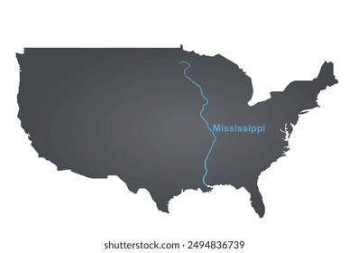 River Mississippi on map. vector
