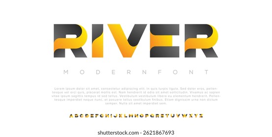River modern creative alphabet. Future fonts style. Typography uppercase and lowercase fonts.