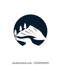 Icono De River Mountain Y Ilustración vectorial De Símbolo