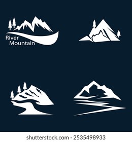 Icono De River Mountain Y Ilustración vectorial De Símbolo