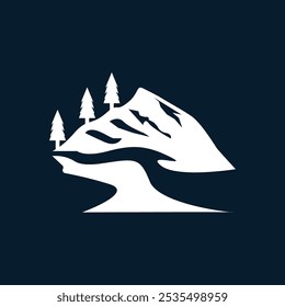 Ilustração do vetor do símbolo e ícone da montanha River
