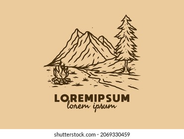 Diseño de dibujos de ilustraciones de ríos y montañas